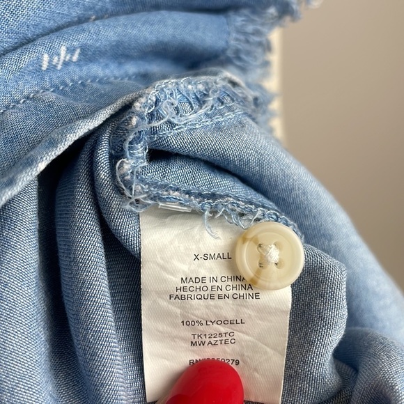 Thread & Supply Mini Dress SZ XS Short Sleeve Full Button Down - Picture 13 of 14